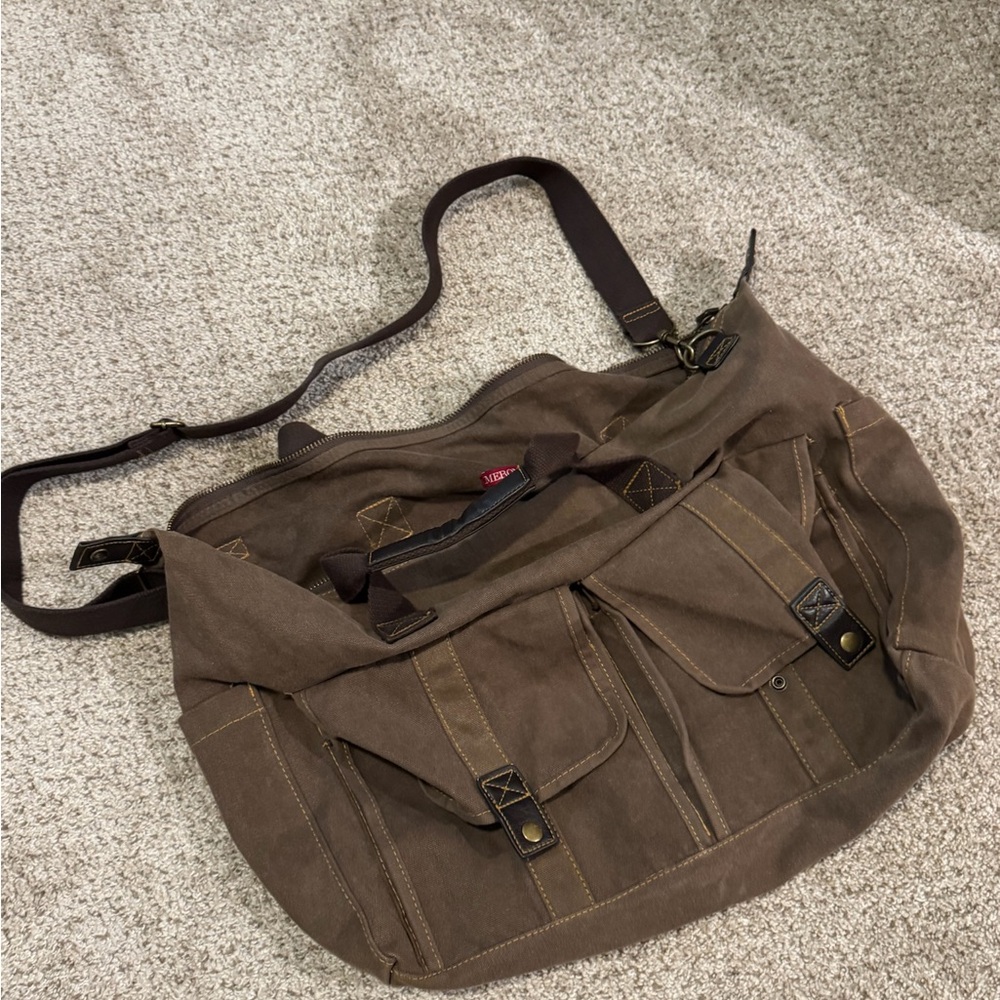 Brown Canvas Messenger Bag